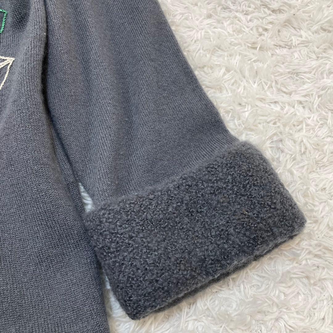 カシミヤシルク♡ レオナール カーディガン ラインストーン 七分袖 花柄 40