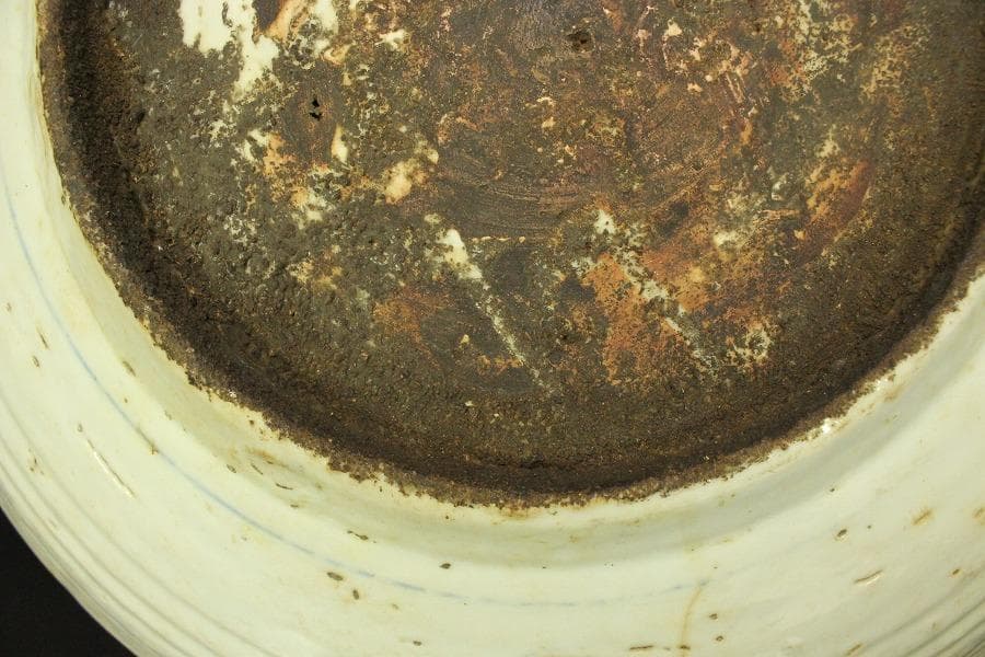 中国美術 青花 呉須 古染付 帆船図 大皿 φ47cm 明 貿易船(LC647