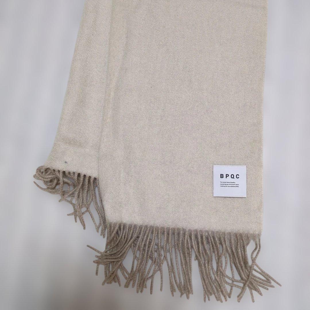 BPQC カシミヤ100% 、リバーシブルマフラー(アイボリー＆茶系ベージュ