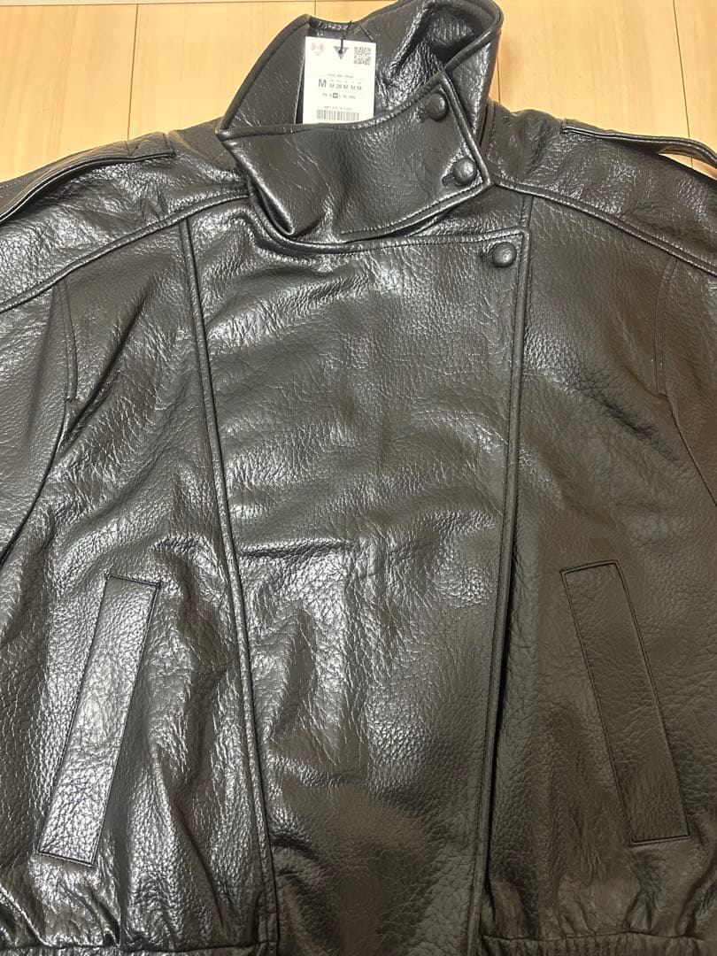 ZARA フェイクレザージャケット Mサイズ ブラック色 完売商品 タグ付き新品
