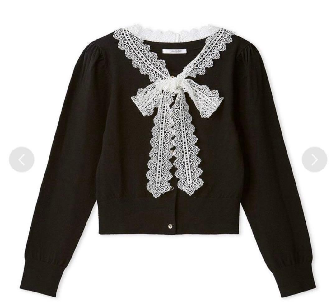 SNIDEL レースボウタイカーディガン ブラック - メルカリ