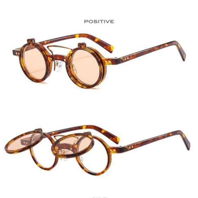 69丸メガネ眼鏡サングラス跳ね上げ式レトロ緑ゴールド個性的めがねラウンド茶色▼ 69丸メガネ眼鏡サングラス跳ね上げ式レトロ緑ゴールド個性的めがね