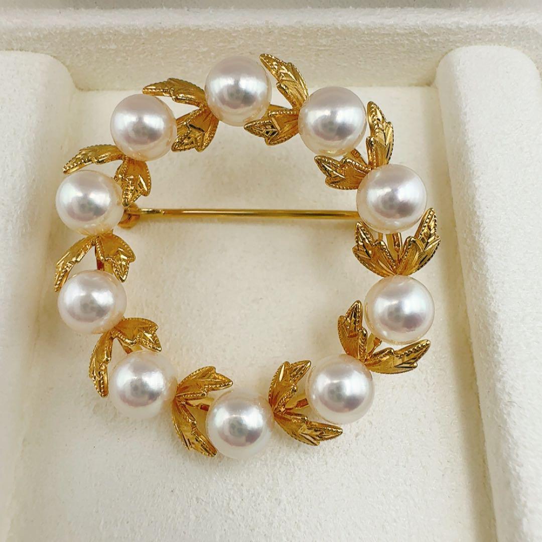 美品 定番 ミキモト K18 月桂樹 ブローチ 美品 - メルカリ