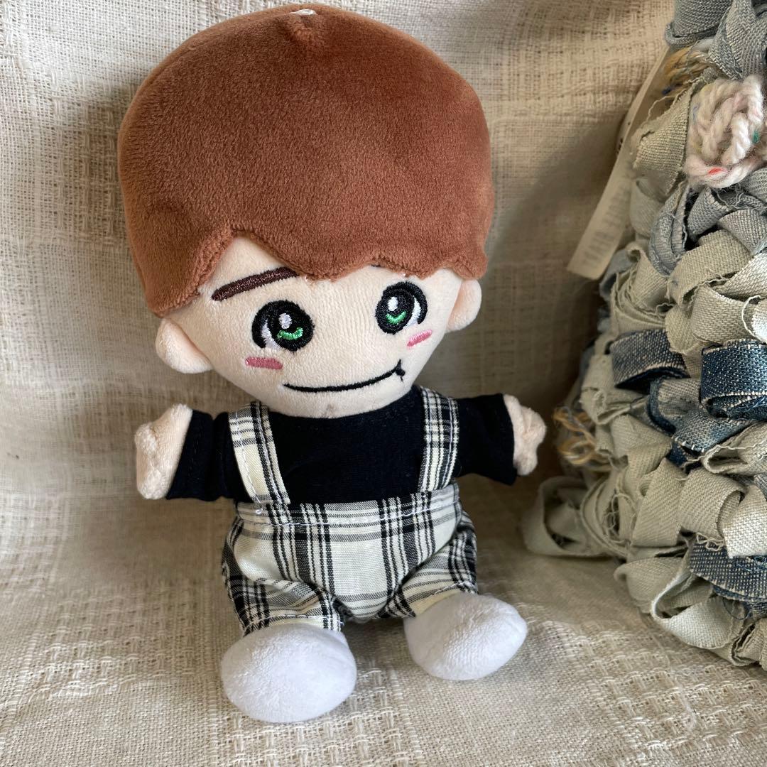 1632 ちびぬいちゃんのTシャツ＆吊りズボン ∞ちびぬい］ジャケット+パンツset・チェック柄 ぬいぐるみ SHIKI