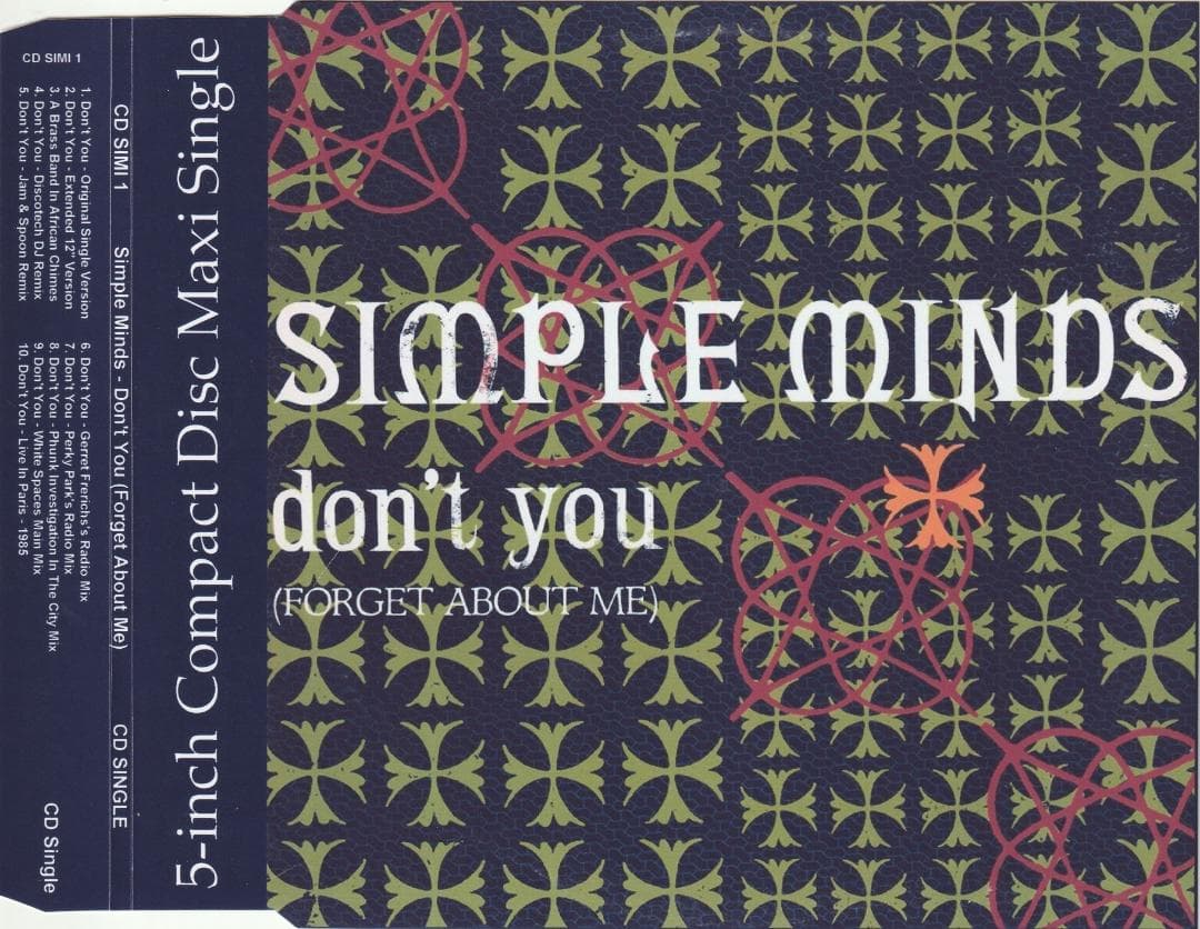 Simple Minds　Don't You　リミックス集 CD Simple Minds – Don't You (Forget About Me) – CD (Mini, Single