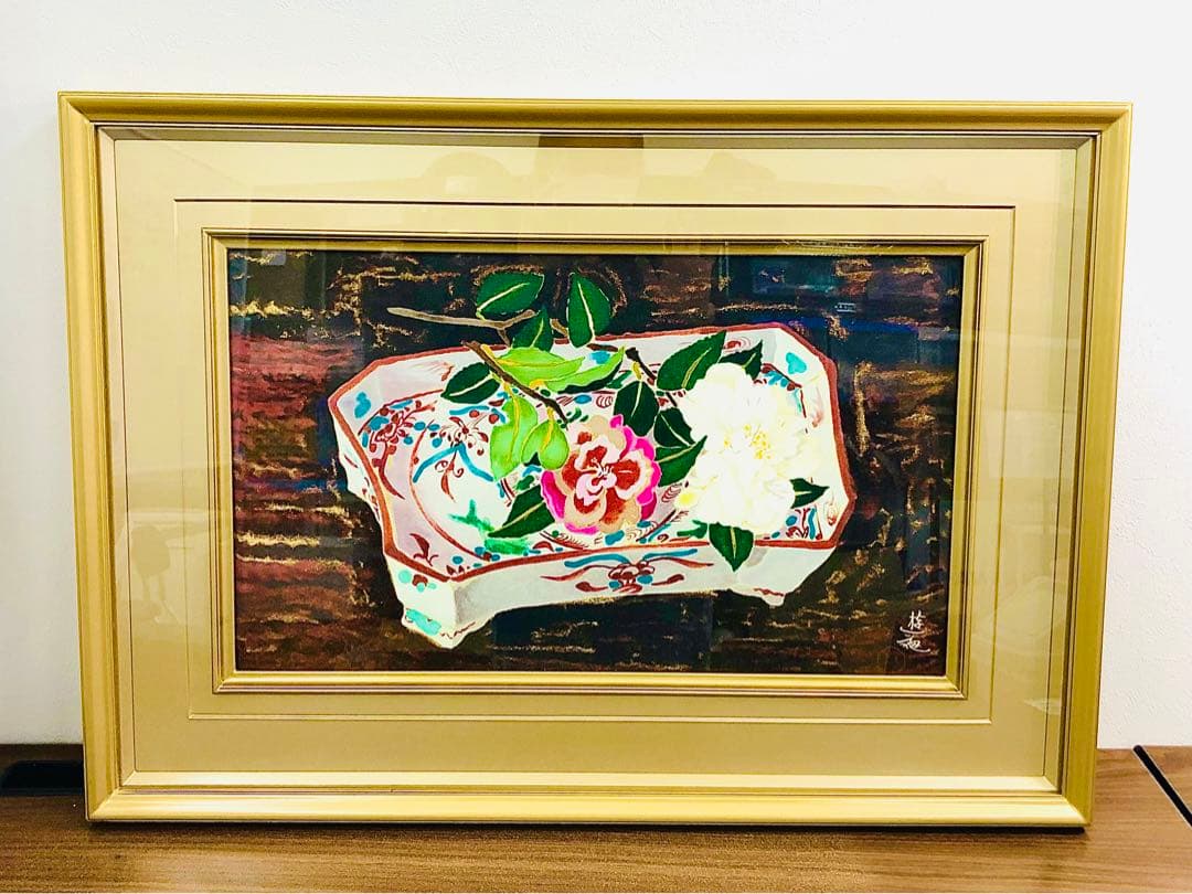 小倉遊亀 版画 花と皿 リトグラフ 東京企画 純金箔 エディションあり 小倉遊亀 版画 花と皿 リトグラフ 東京企画 純金箔 エディションあり