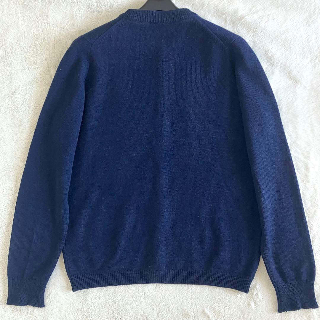 バランタイン カシミヤ100% 金ボタン ニットカーディガン38 ネイビー