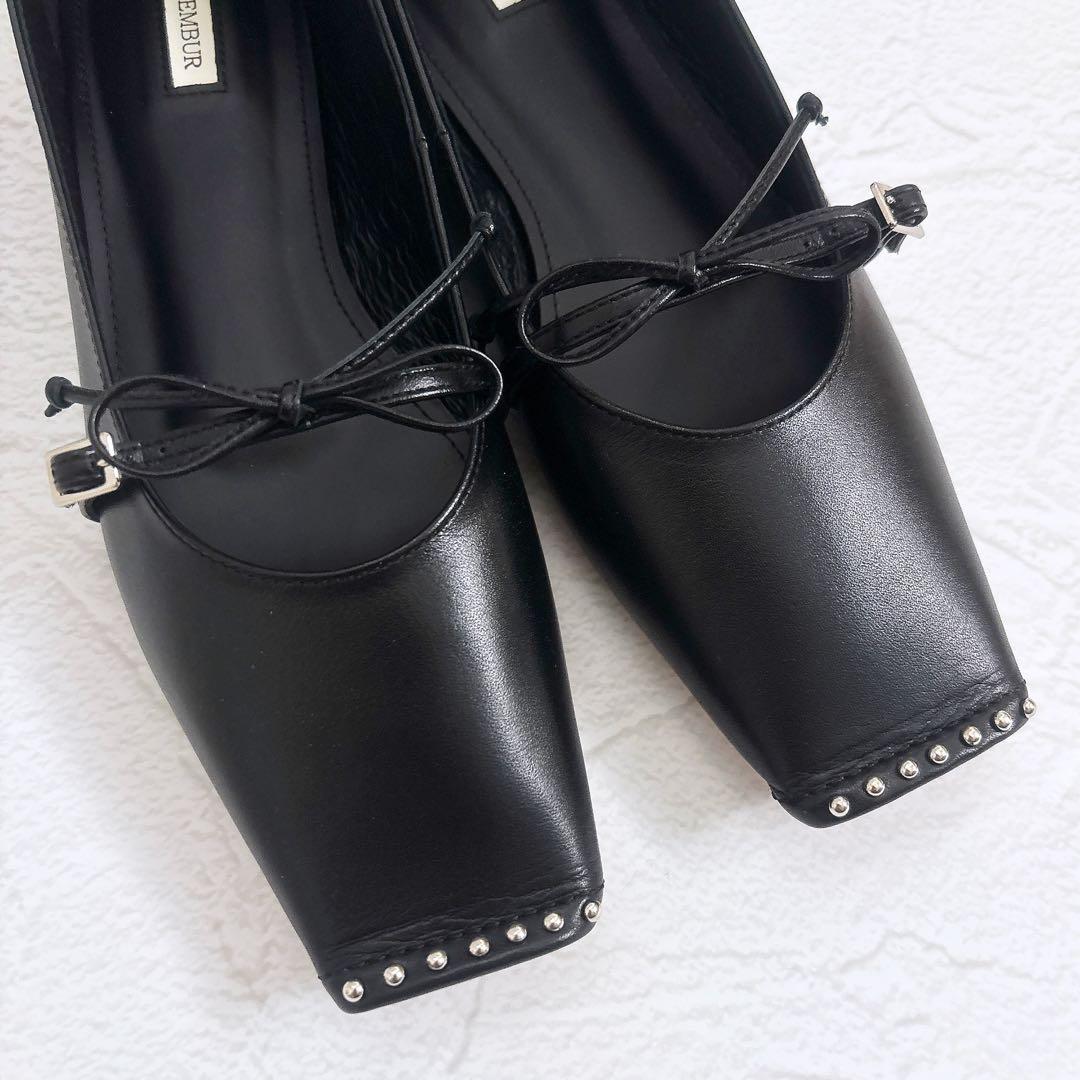 《新品25SS》CHEMBUR スタッズ メリージェーン パンプス 黒 37 箱