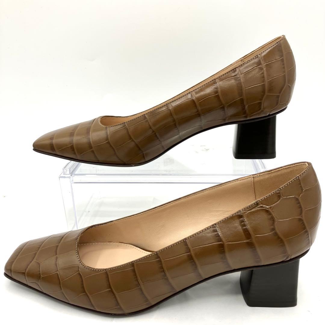 ファビオルスコーニ パンプス　型押し スクエアトゥ　24.5cm