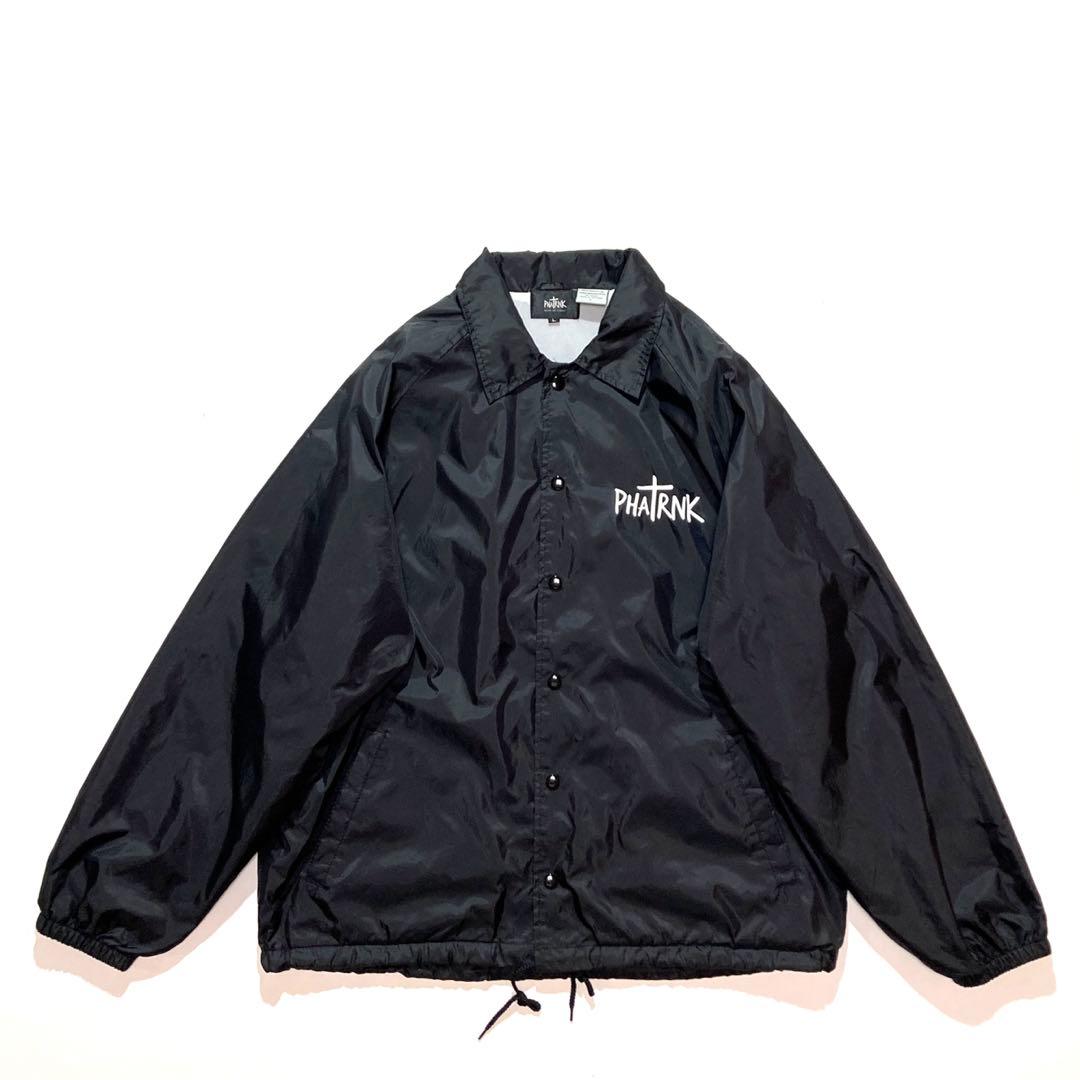 PHATRNK ナイロン コーチジャケット L 黒 白 両面プリント ロゴ - メルカリ