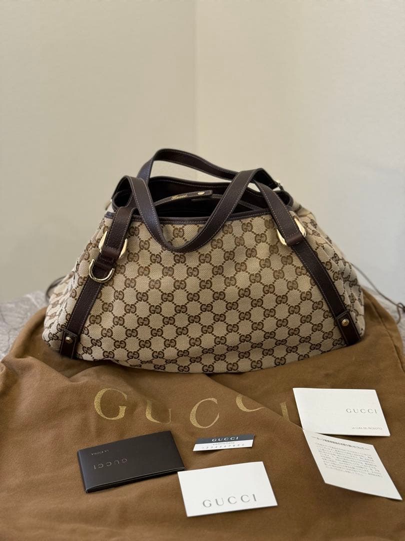 新品未使用★グッチアビーGGキャンバス ワンショルダートートバッグ 袋付き GUCCI グッチ アビー GG柄 ワンショルダーバッグ 190525 GGキャンバス