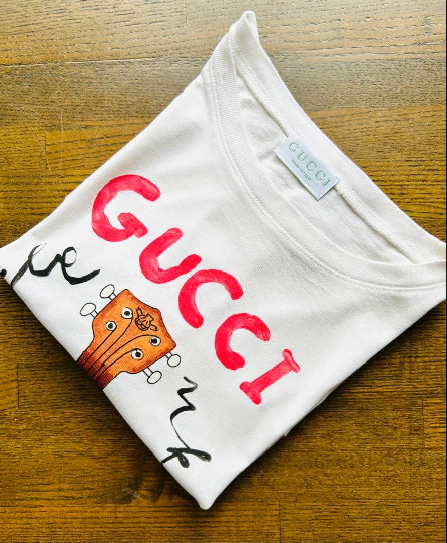 GUCCI プリントコットンTシャツ チルドレン　ウクレレ柄　150 GUCCI プリント コットンジャージー Tシャツ ・ホワイト | GUCCI公式