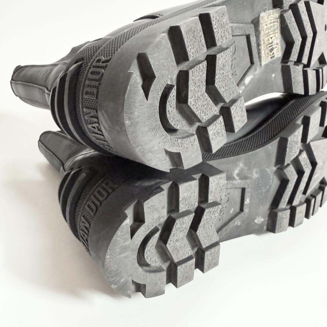 未使用級 ロゴ 厚底 DIOR チェルシーブーツ サイドゴア オールレザー