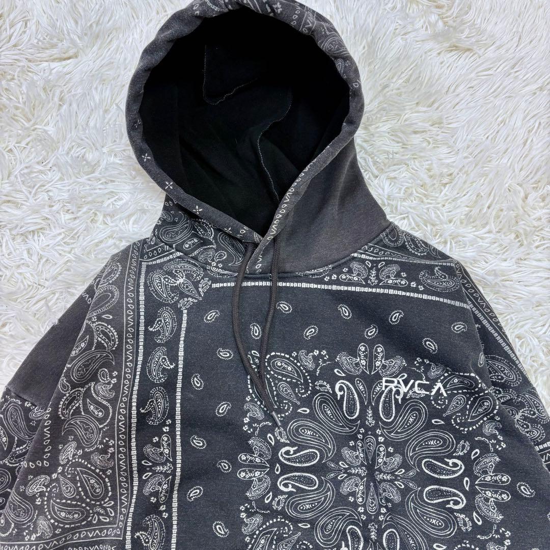 RVCA ルーカ セットアップ ペイズリー柄 防水 パーカーフーデイS 黒