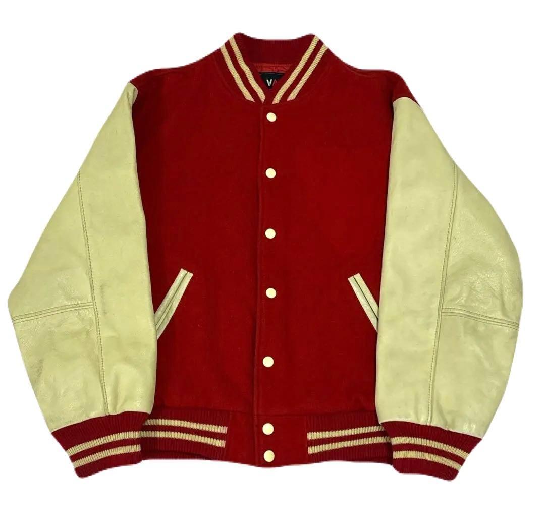VAN JACKET スタジャン 袖レザー レッド Lサイズ ヴィンテージ 赤