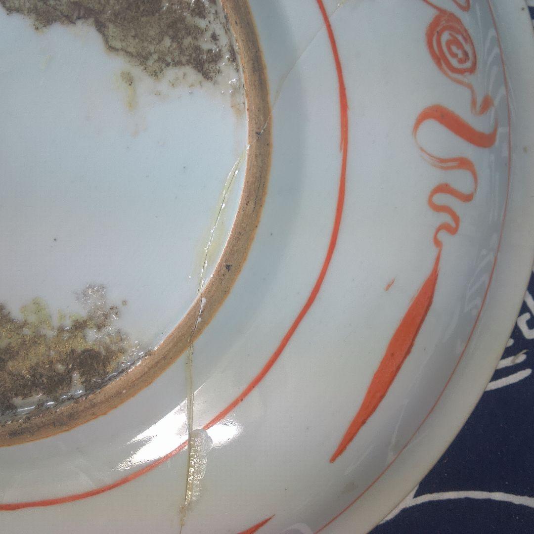 骨董6 ひび直しあります注意多色花模様の陶器皿 - メルカリ