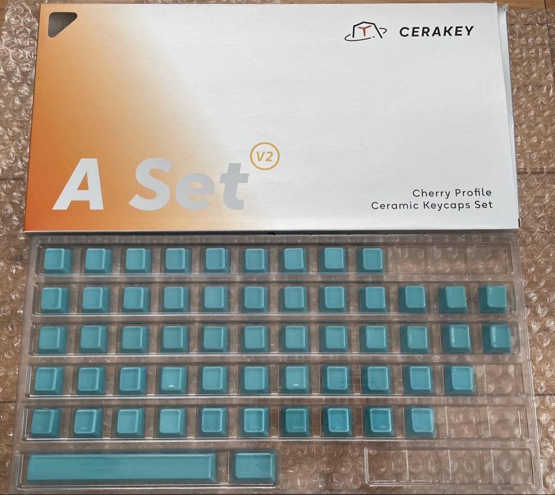 Cerakey キーキャップ v2 無刻印Aセット+おまけ canal blue 青いキーキャップ | Cerakey