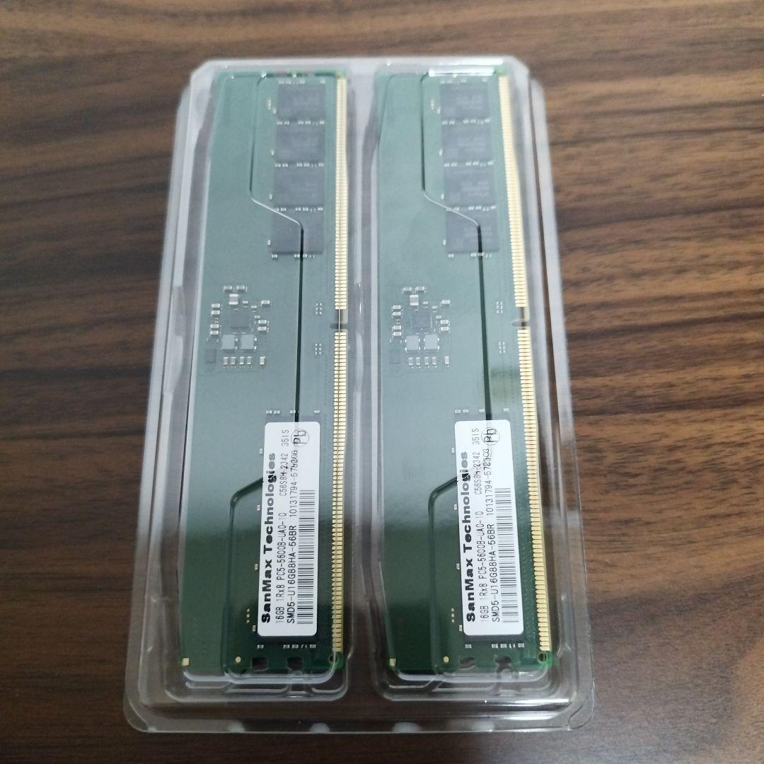 SanMax 32GB(16GB×2) DDR5 メモリー 2枚セット サンマックス SanMax DDR4 DIMM 32GB (16GB x 2枚組) SMD4-U16G48ME