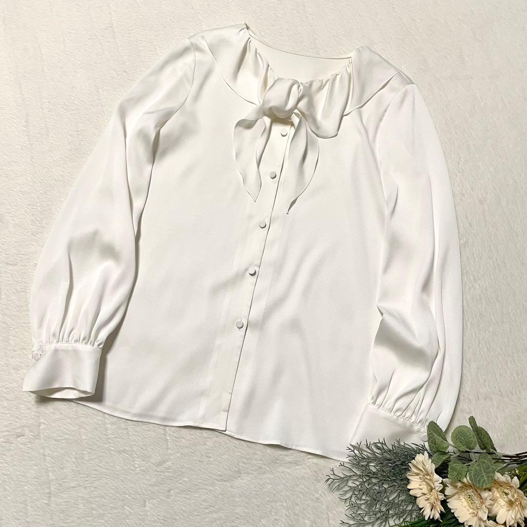 美品《ANAYIアナイ》シフォンフリルブラウス ホワイト Mサイズ