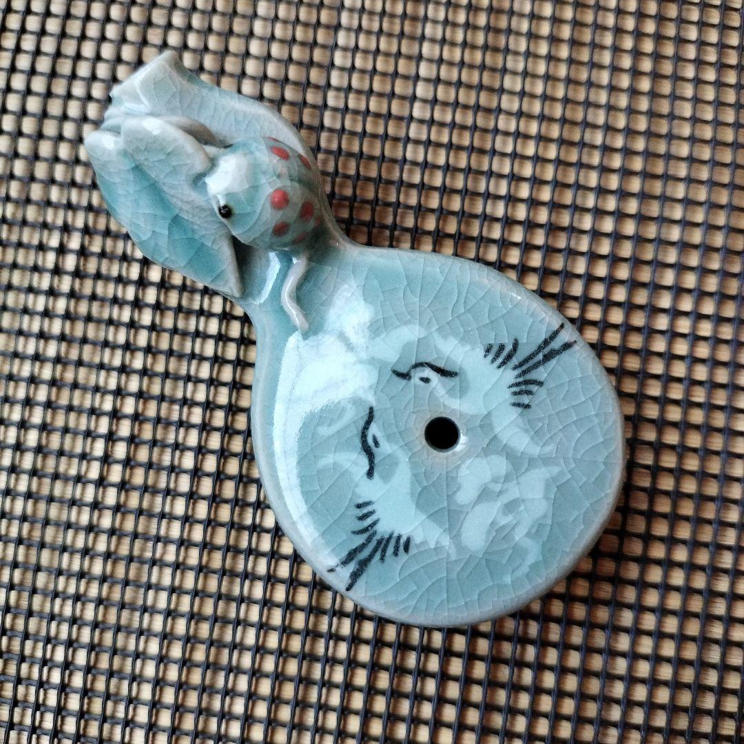 希少 青磁水滴 瓢箪にてんとう虫 習字 書 暁泉 ひょうたん 水差し