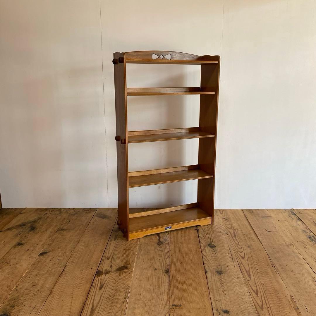 アンティーク オープンラック 本棚 木ネジ式 無垢材 透かし彫り z929 杉の本棚 中 オープン シェルフ 木製 無垢 ロータイプ 書棚