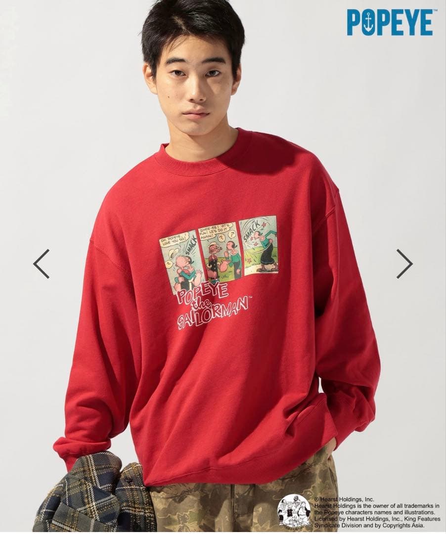 美品】ニコアンド ポパイ レッド スウェット Mサイズ ユニセックス