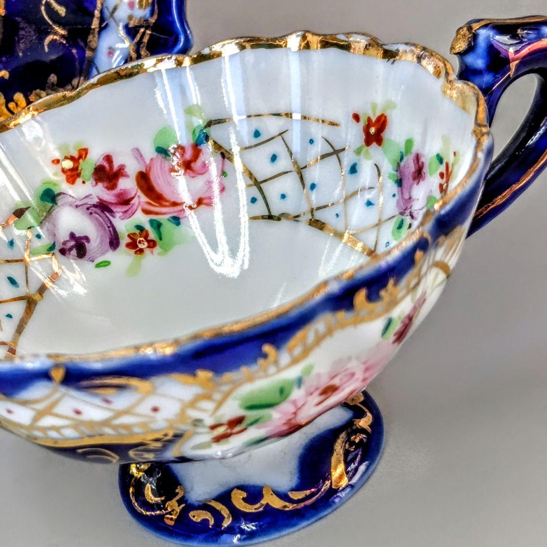 オールドニッポン デミタス 高台ペディスタル C&S 金彩 花文 - メルカリ