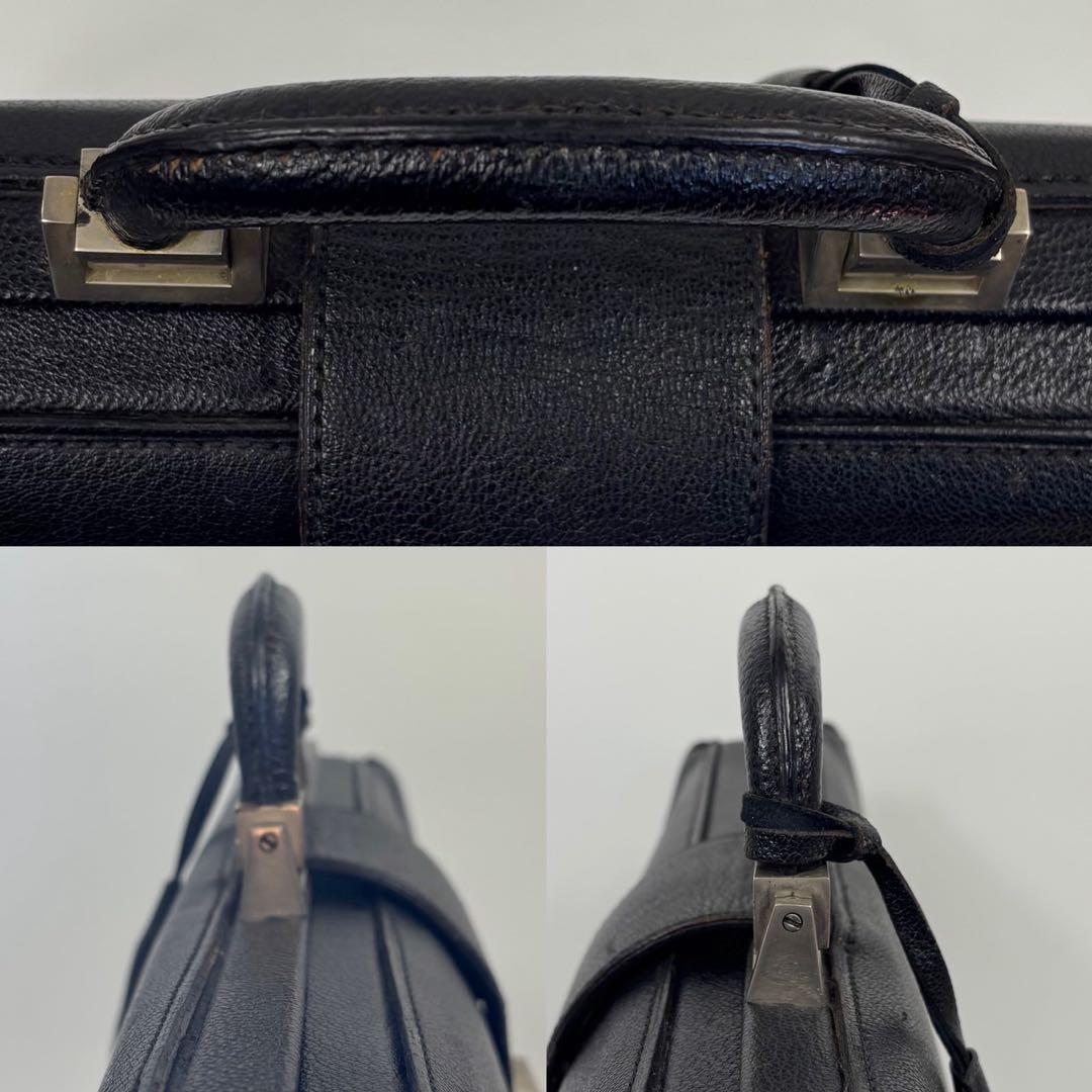 廃盤 モラビト ダレスバッグ ロゴ型押し レザー 大容量 A4 PC可 黒