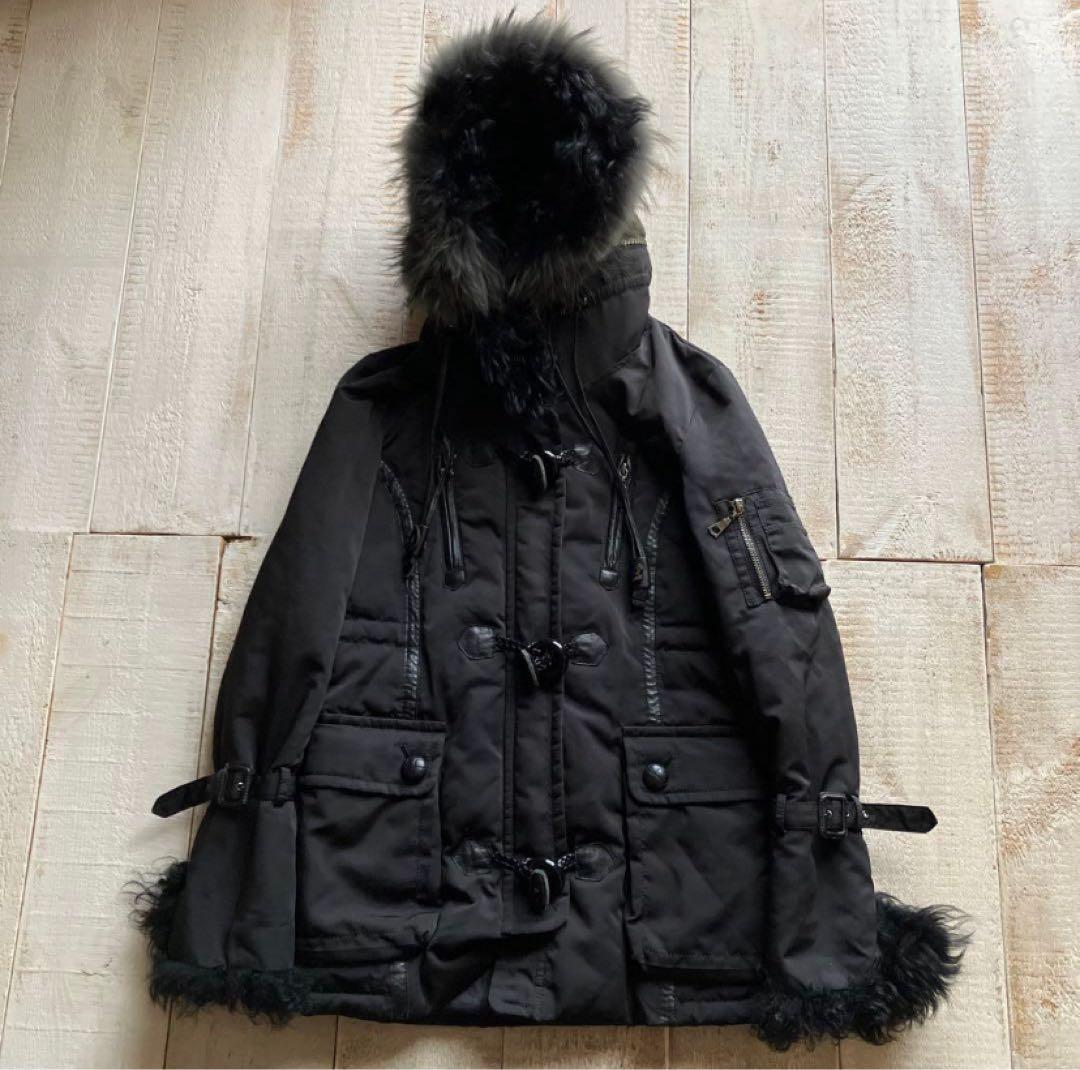 ファーダウン00's vintage アーカイブ y2k ダークコア 平成ギャル 00s archive far down jacket y2k 平成 ギャル 黒 ダウンジャケット