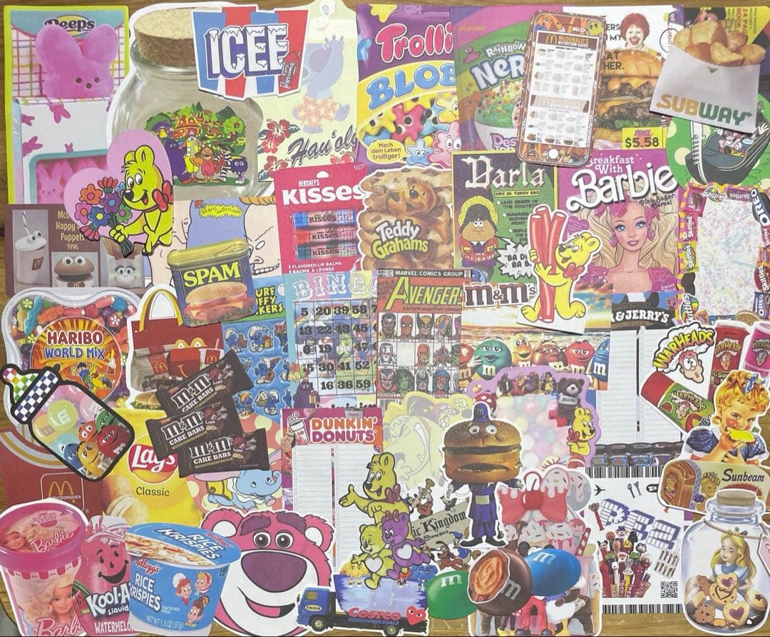 バラメモ50枚 ロールシール40枚 セット アメキャラ フード系 d系 10