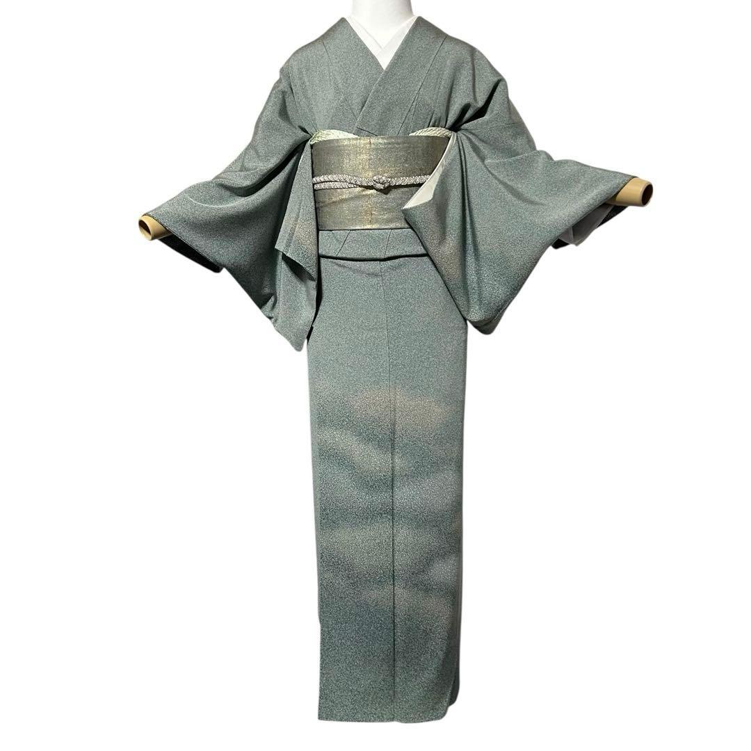 正絹 訪問着 たたき染め フルセット 西陣唐織プラチナ箔袋帯 美品