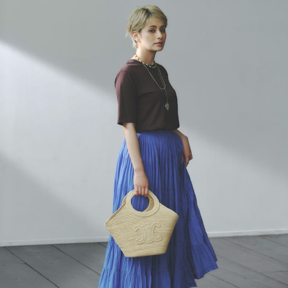 美品【セリーヌ】2025年春夏 ブレーテッド パニエ ラフィア かごバッグ