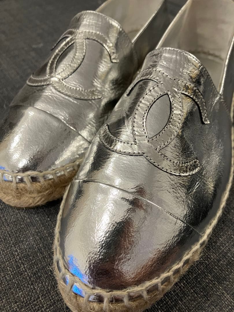 ロ*ー様 CHANEL エスパドリーユ 23.5cm シルバー 美品