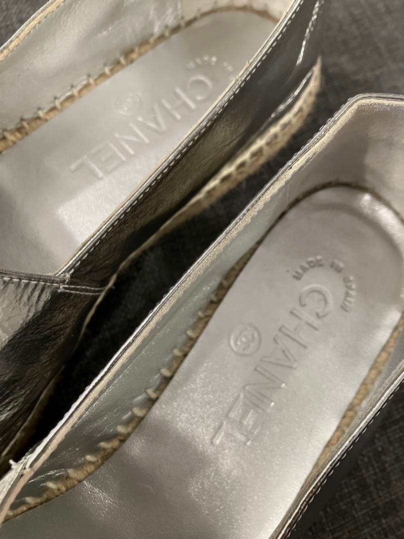 ロ*ー様 CHANEL エスパドリーユ 23.5cm シルバー 美品