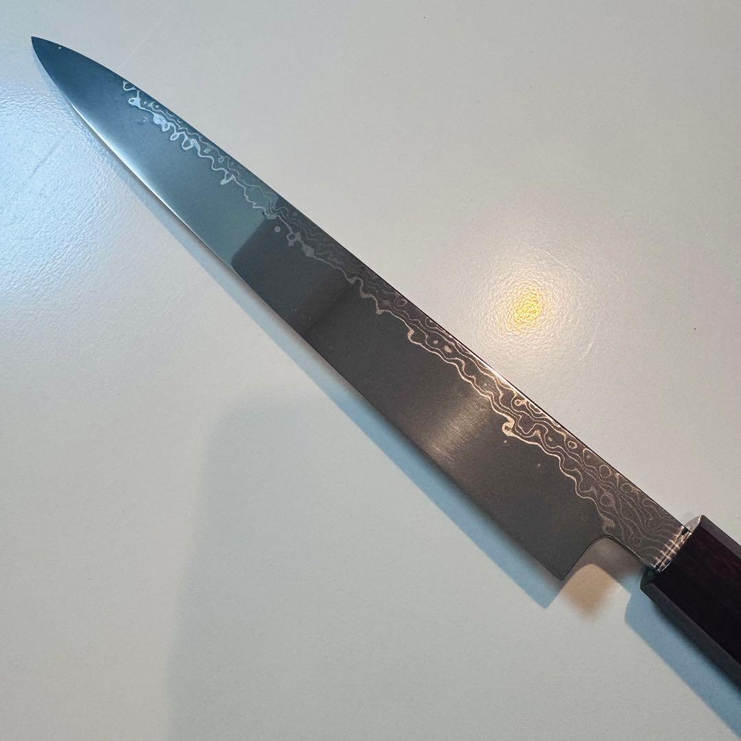 270mm ダマスカス墨流し柳刃包丁 紫檀八角柄 鏡面仕上げ 刺身用 - メルカリ