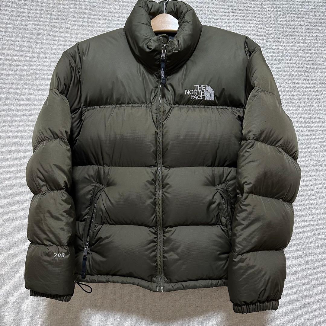 希少 ノースフェイス ヌプシ センターロゴ カーキ700フィル ダウン
