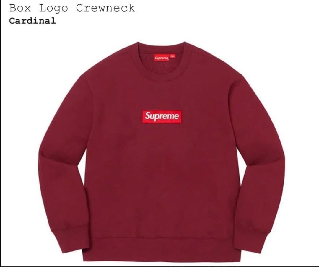 美品！Supreme Box Logo Crewneck Cardinal Supreme Box Logo Crewneck Sweatshirt Cardinal FW22 – UniqueHype