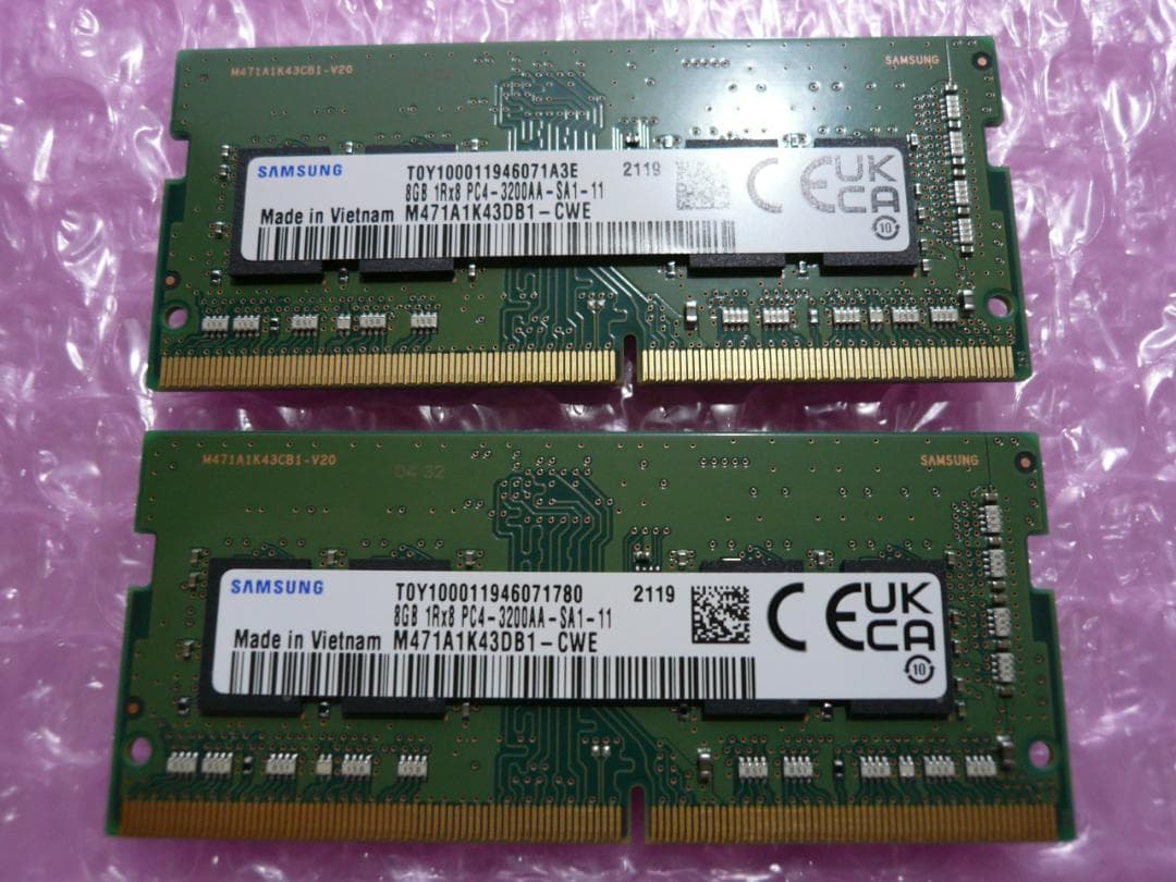 メモリー Samsung 16GB DDR4 PC4-3200 SO-DIMM 8GBx2 Samsung 16GB (2x8GB) DDR4 3200MHz PC4-25600 (PC4-3200AA) CL22