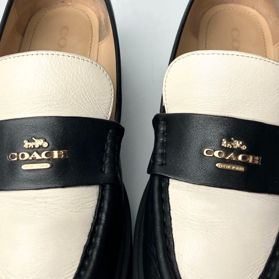 美品】COACH ルーシー 厚底 レザーローファー チャンキーヒール 23.5