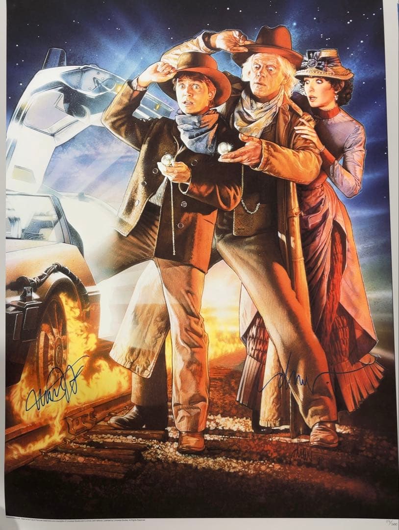 マイケルJフォックス ドリューストルーザン 直筆サイン バック