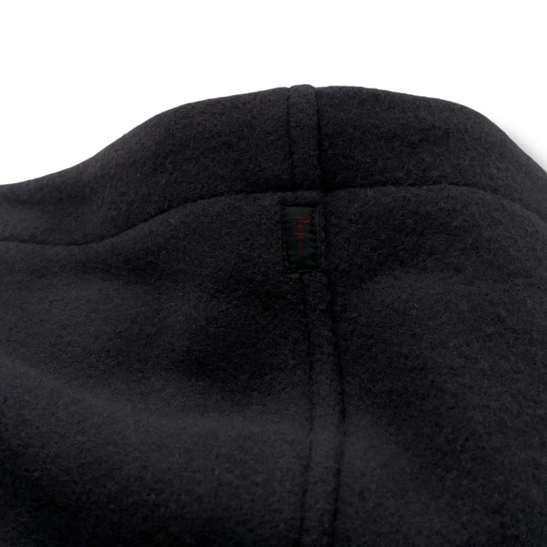 美品】PaPas パパス ダッフルコート チェック 木製トグル ダーク