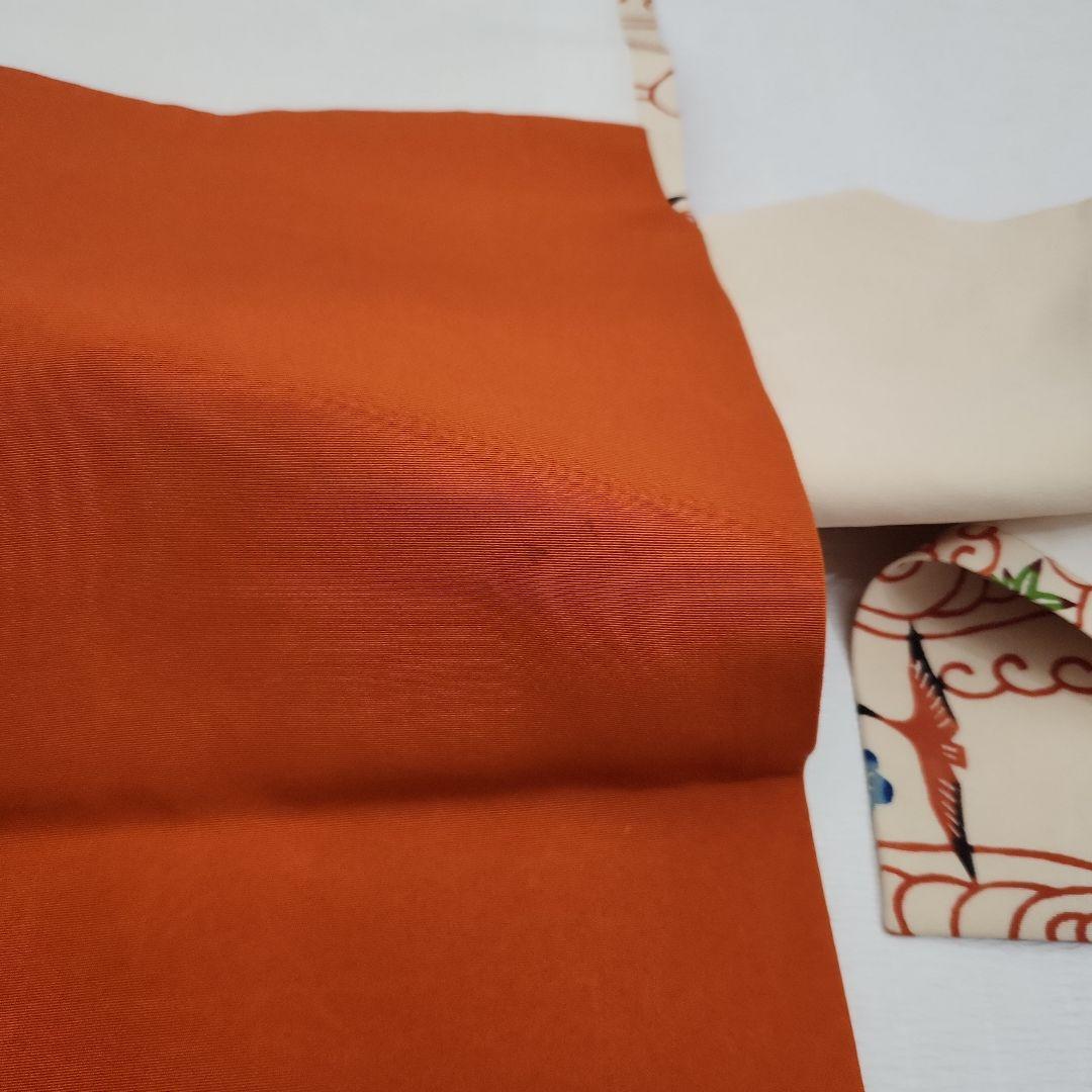 開き名古屋帯 塩瀬 染帯 九寸 紅型 雲間飛鳥文 朱色 オレンジ - メルカリ