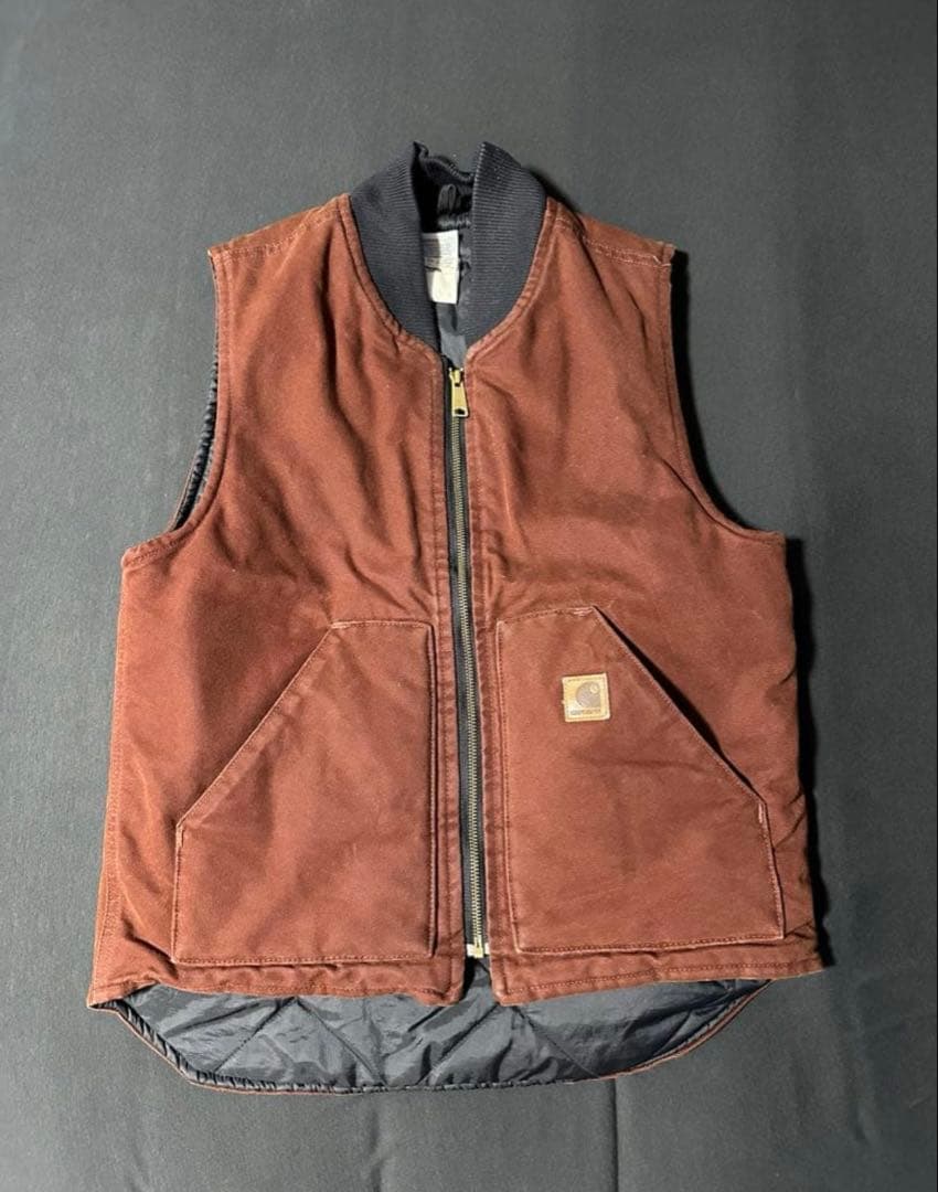 ‼️Vintage Carhartt ダックベスト V02 CLY サイズ:S Carhartt（カーハート） V02 サンドストーン キルトライニング ダック