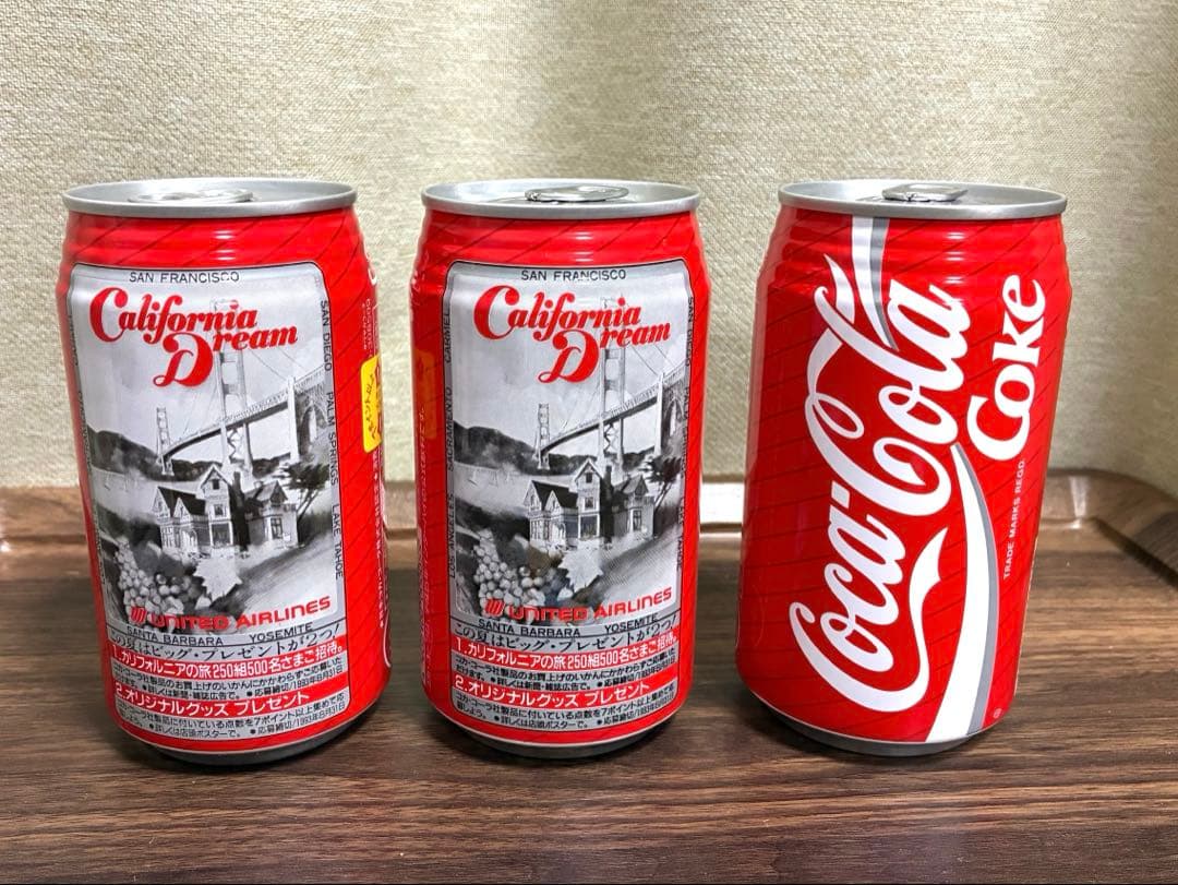【93年製】コカ・コーラ カリフォルニア・ドリーム　缶 3本セット 観賞用 2026年最新】鑑賞用缶コーラの人気アイテム - メルカリ