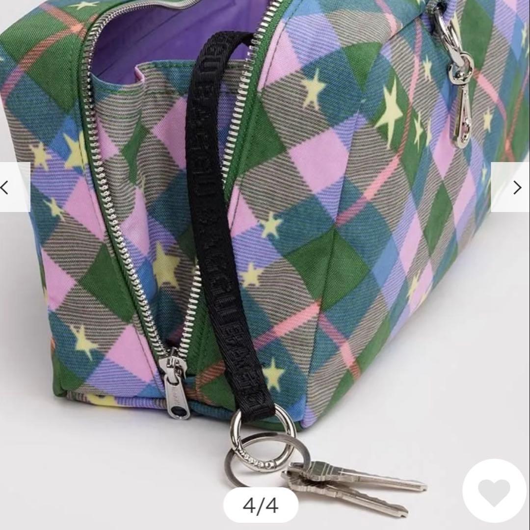 BAGGU】 NYLON BOWLER BAG グリーンスターチェック