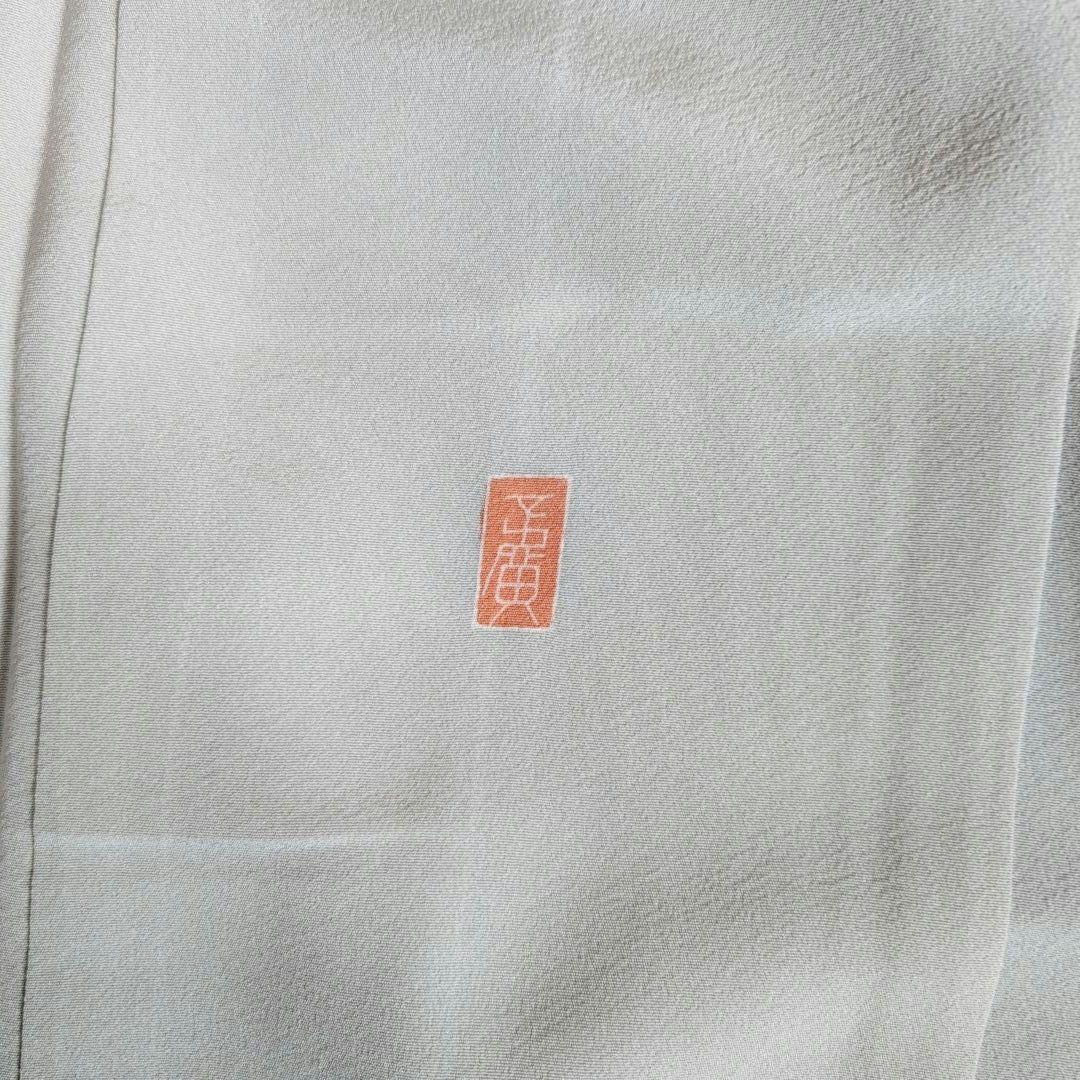 訪問着 フルセット 加賀友禅 虫食い 着物 正絹 花 祝い事 落款 E1