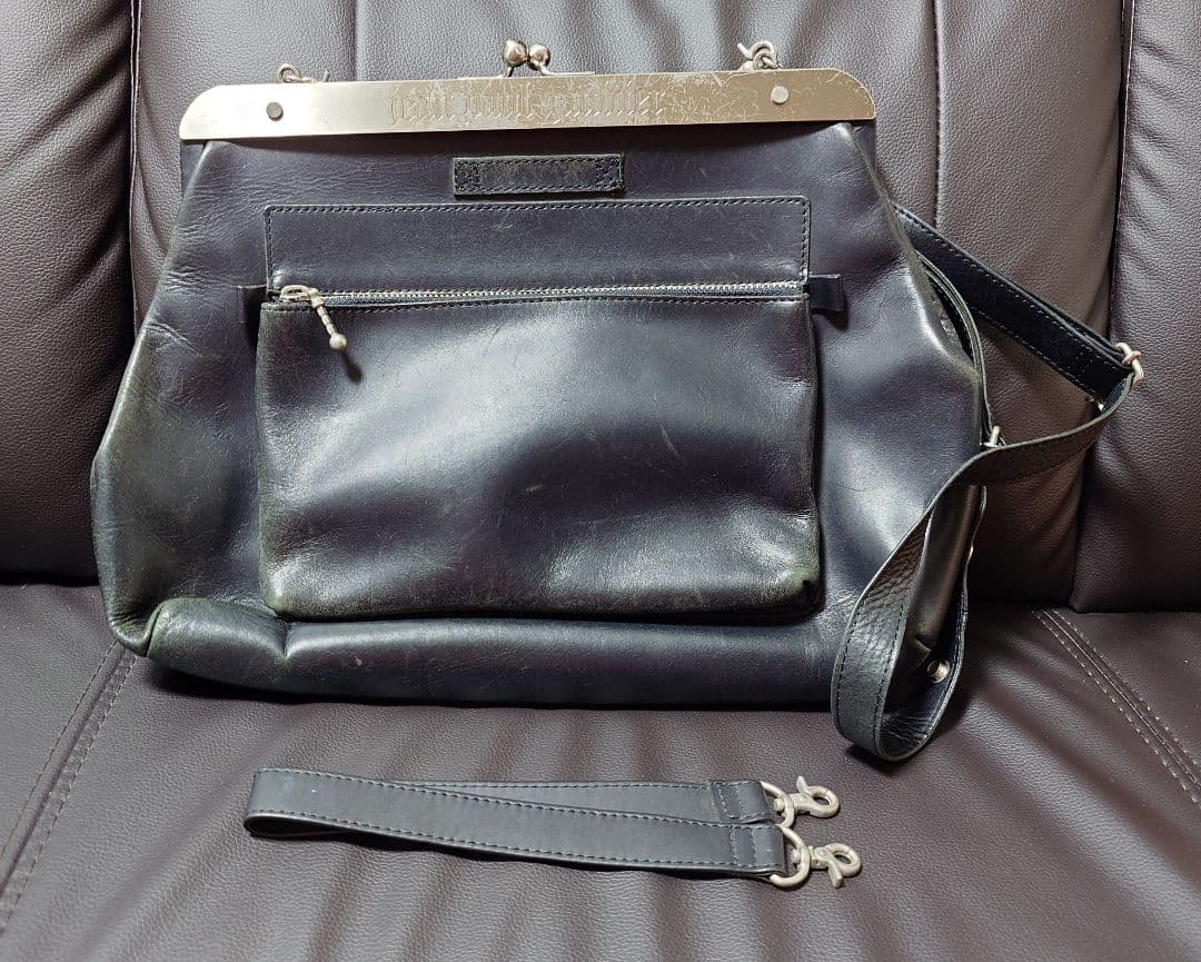 【GAULTIER】がま口レザーバッグ 袋付き Jean Paul GAULTIER ニューローズがま口バッグ ジャンポールゴルチエ