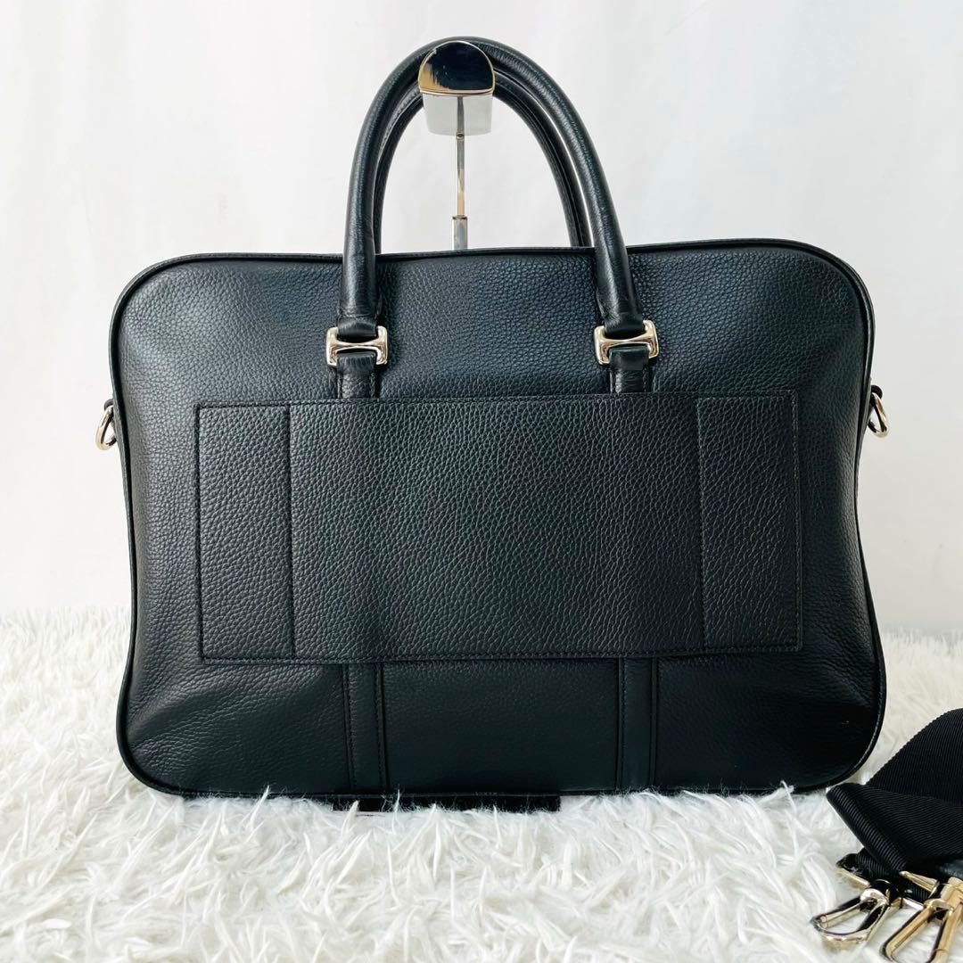 現行近】BALLY MALESO 2WAY ブリーフケース シボ革 ブラック