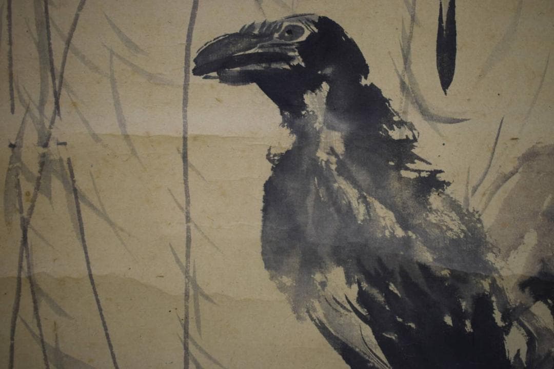 模写/横山大観/カラス図/花鳥図/叭々鳥図/桐題箱付/布袋屋掛軸HJ-272 img_7950c565fa52e174df4a0fb3fd