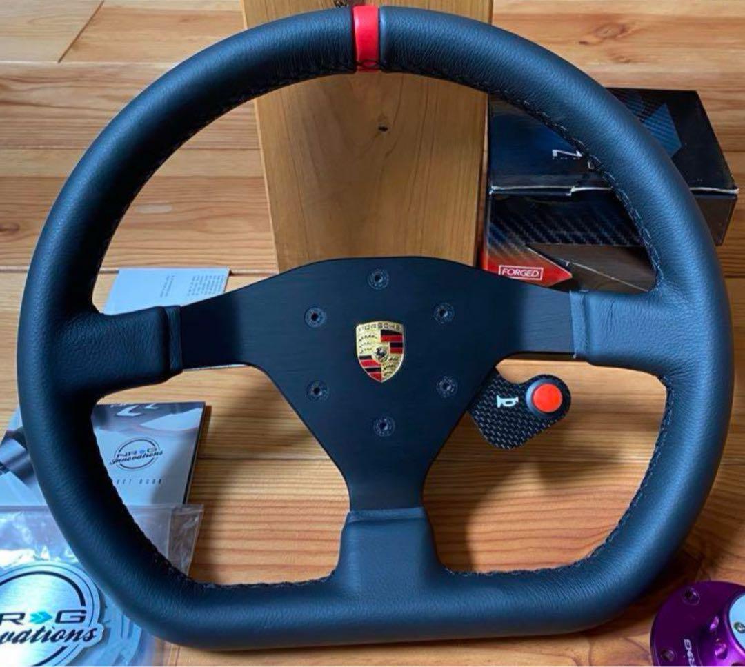 ポルシェ911/991 GT3 CUPステアリング 黒ステッチ/赤 ボルト - メルカリ